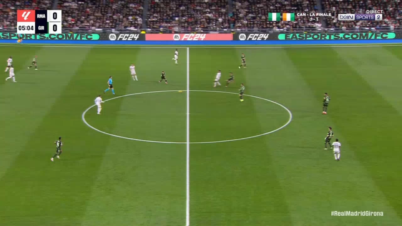 Real Madrid [1]-0 Girona: Vinícius Júnior 6' (Fede Valverde assist)