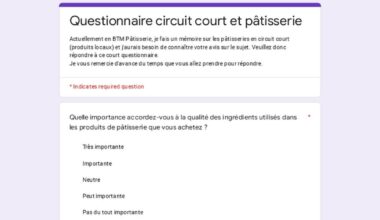 Questionnaire Mémoire pour mon BTM de Pâtisserie