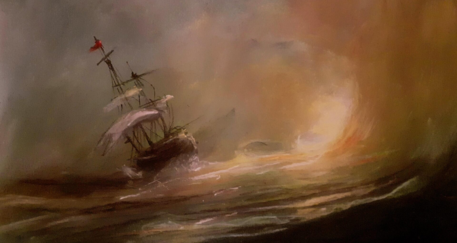 Perseverance. Original wet charcoal and pastel seascape I did in the style of J.M.W Turner, the English painter born in Covent garden, London.