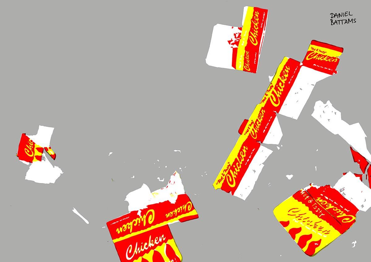 Discarded chicken boxes
