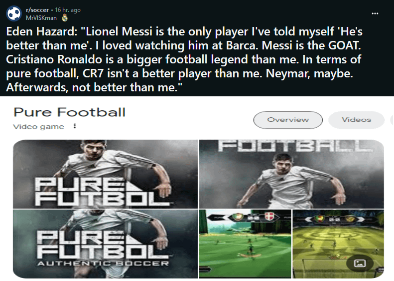 The "pure football" bro is talking about: