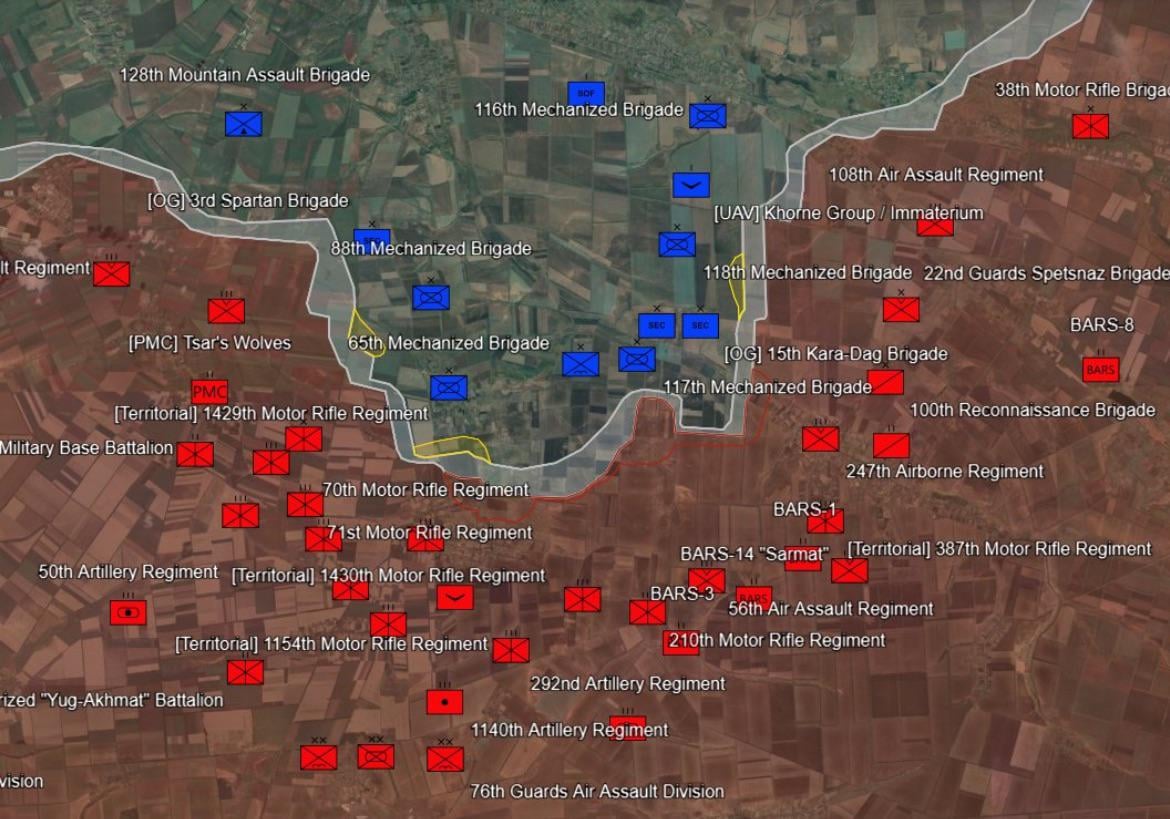 Roughly all the forces fighting for control of robotyne (see the Russian brigades to Ukrainian brigades is insane)