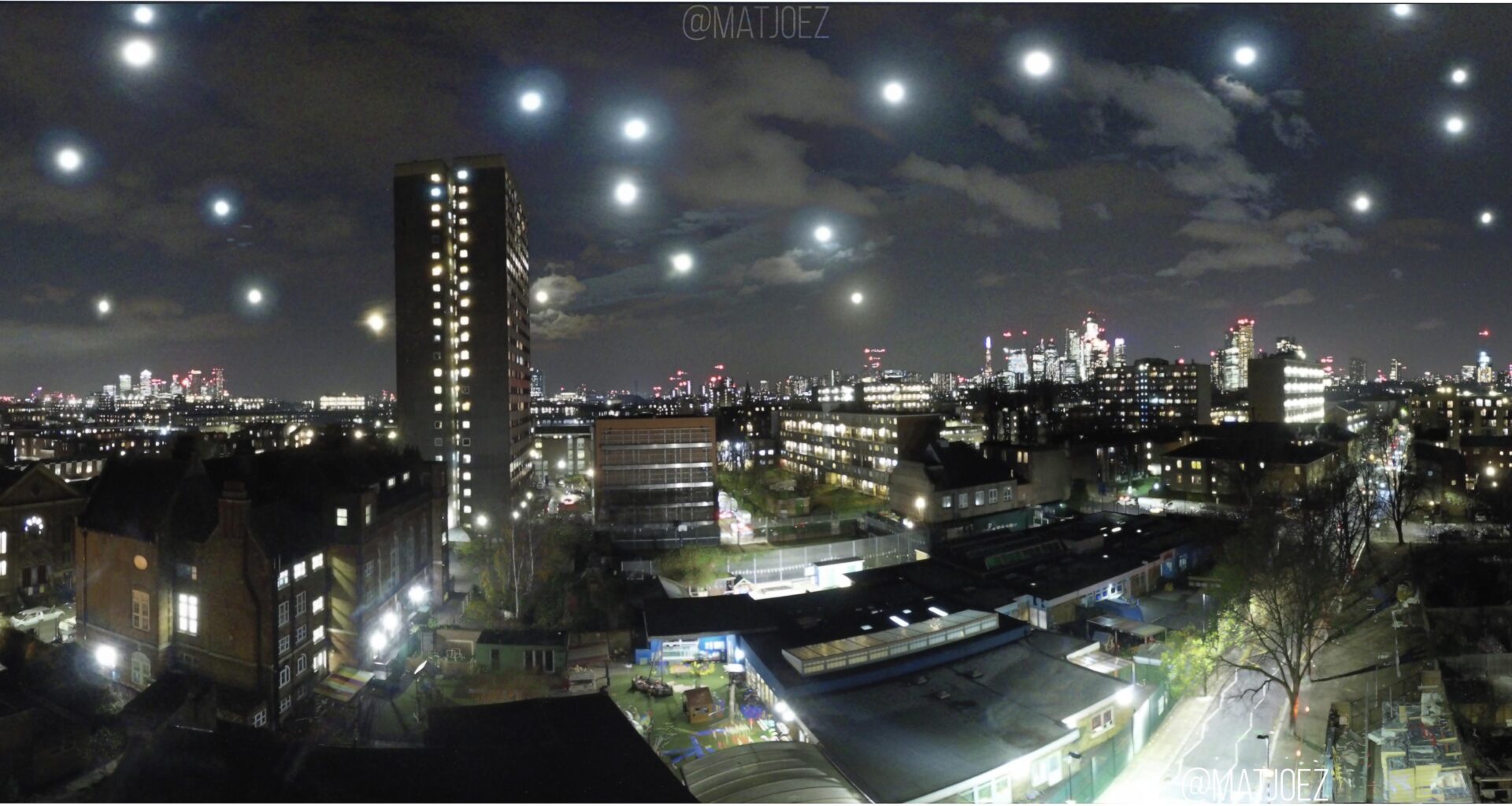 The moon's position at 12 am on every clear night of 2023 in London. Selected from 87k images.