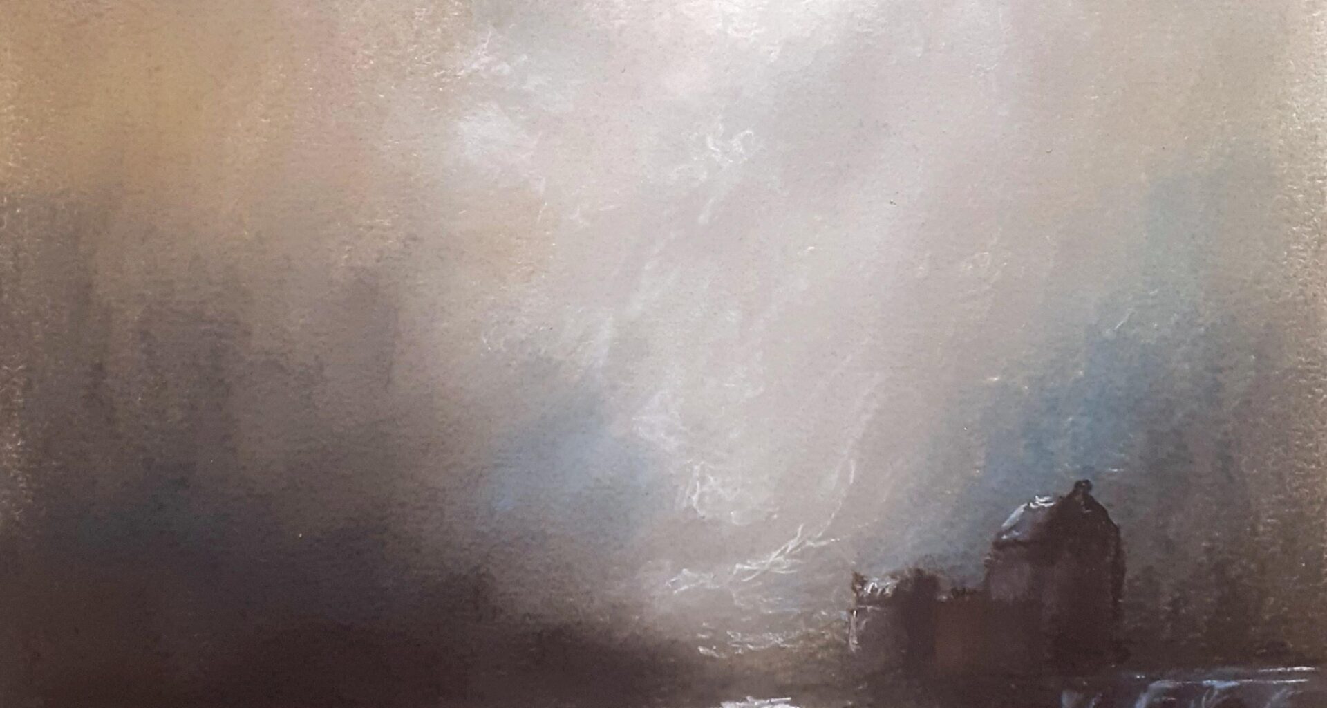Eilean Donan castle. Original wet charcoal and pastel abstract landscape by me.