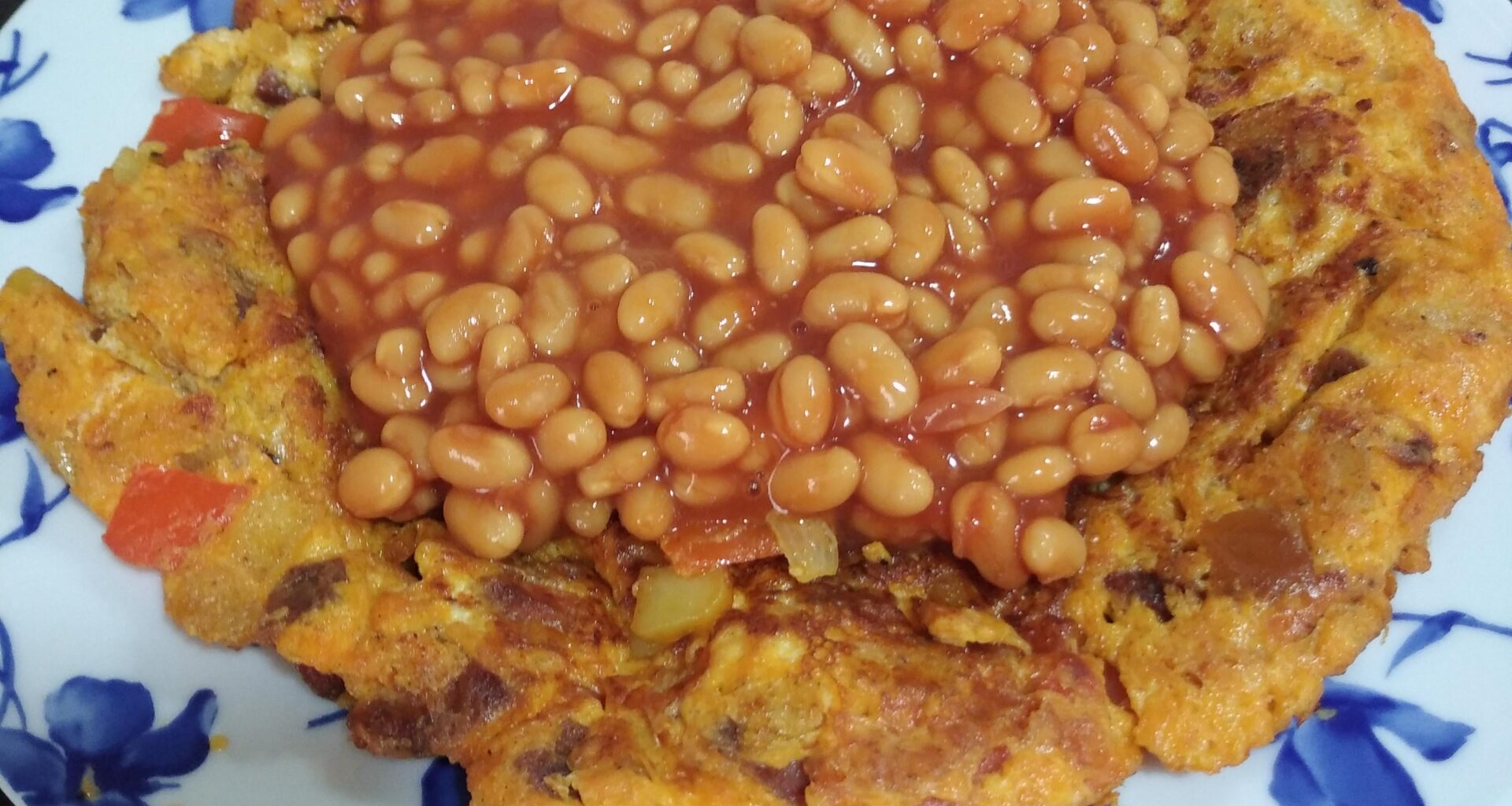 Spicy Spanish Breakfast Omelette with beans