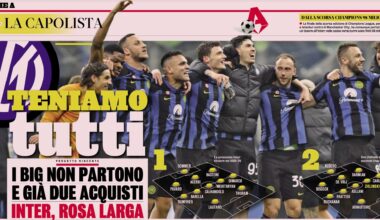 [GdS] Piotr Zielinski and Mehdi Taremi as free agents, Valentin Carboni as a fifth attacker, one new defender, renewals of Nicolo Barella and Lautaro Martínez, keeping all the big names. These are Inter’s plans for next season.