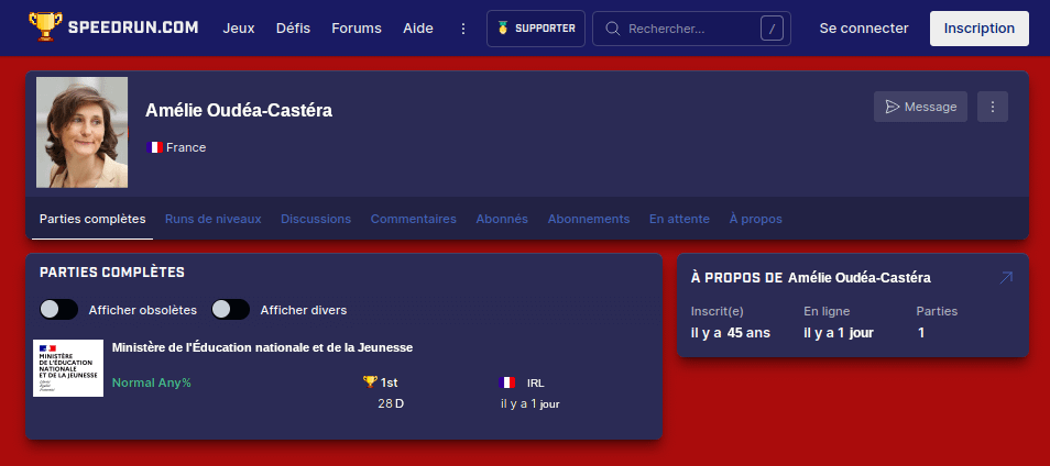 Eh bien, bravo à elle