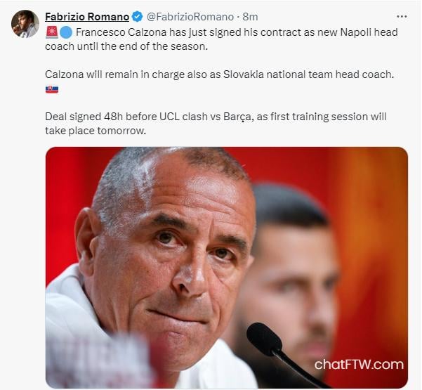 Napoli has new head coach 2 days before Barca game!