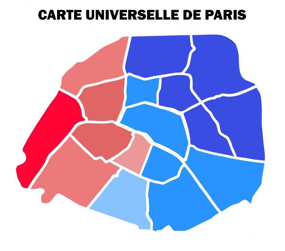 Voici une carte générique de Paris : quelles que soient les données, vous aurez toujours cette distribution. Et vous, quelle serait la carte générique de votre ville/région ?