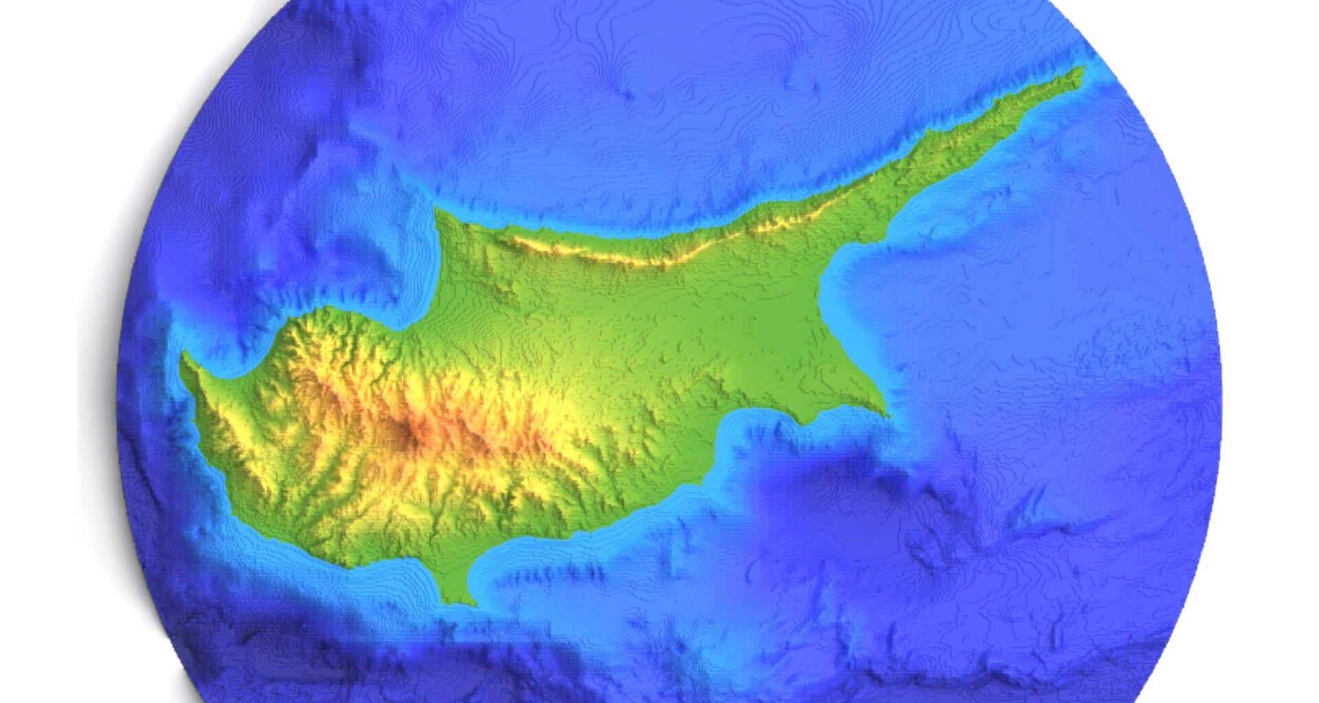 Terrain Map of Cyprus Island