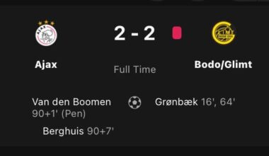 Ajax make spectacular comeback in a match otherwise full of dispair as Bodø/Glimt will have home advantage: 2-2