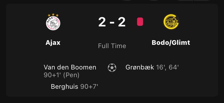 Ajax make spectacular comeback in a match otherwise full of dispair as Bodø/Glimt will have home advantage: 2-2