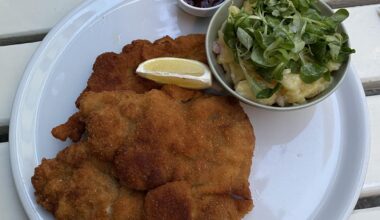 I ate a real authentic Wiener Schnitzel. Vienna, Austria.