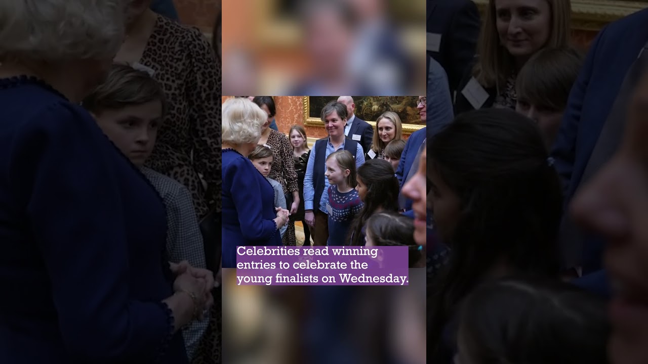 Queen Hosts Film Stars and Young Writers At Buckingham Palace
