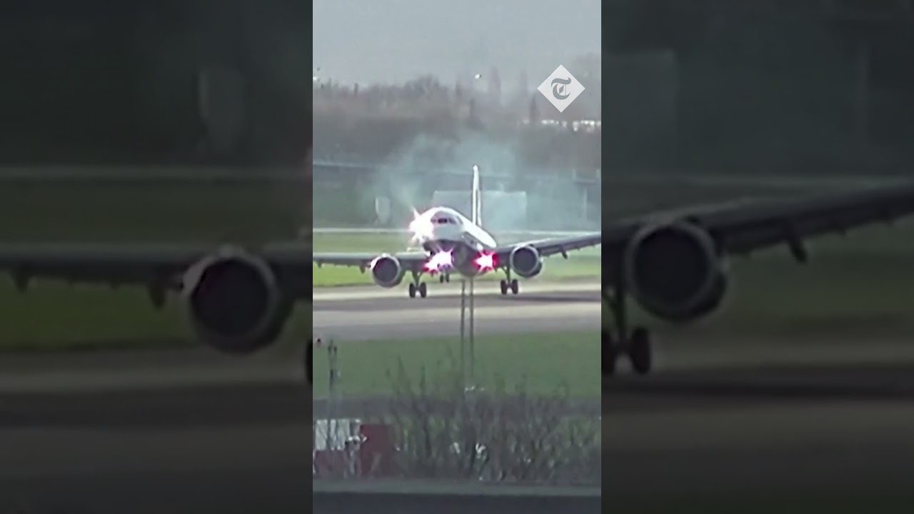 Strong winds force plane to abort landing at Heathrow Airport