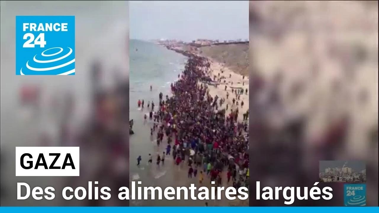 Aide humanitaire à Gaza : des colis alimentaires largués au-dessus de la mer • FRANCE 24