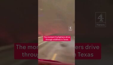 Firefighters drive through Texas wildfires