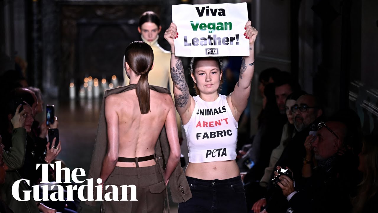 Peta protesters disrupt Victoria Beckham’s Paris fashion week show
