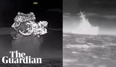 Video appears to show moment Ukraine hits Russian missile ship