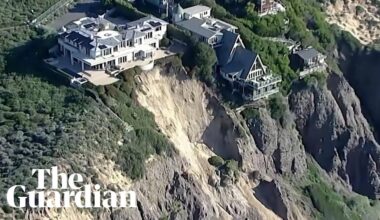 Drone footage shows Californian mansions on cliff edge after torrential rainfall