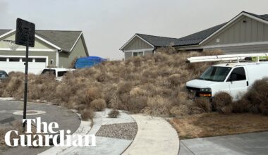 High winds engulf homes in tumbleweeds in western US