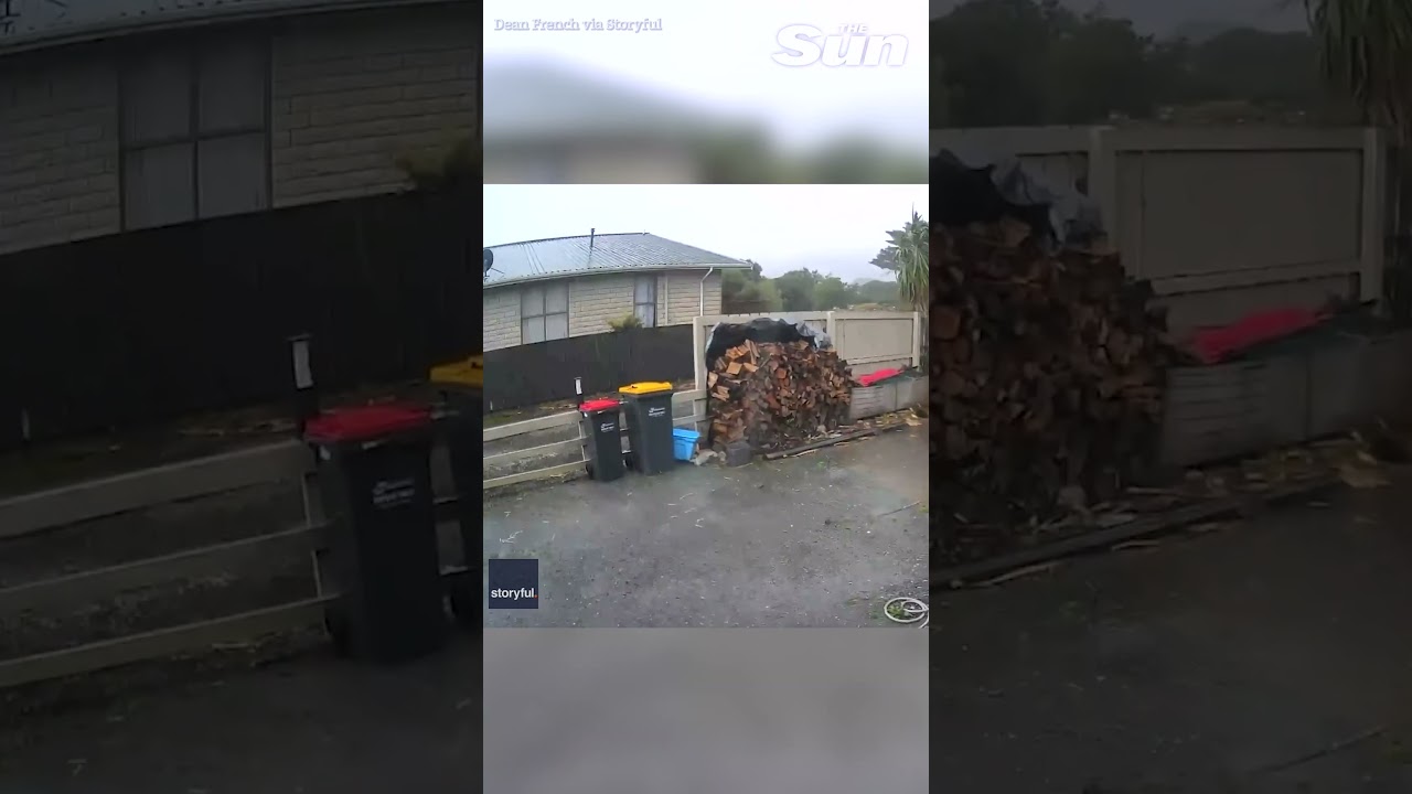 Wild moment extreme winds rip entire roof off New Zealand home #shorts