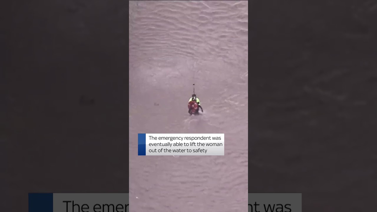Dramatic video shows woman rescued by helicopter from LA river