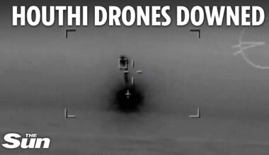 Watch moment Royal Navy warship blasts Houthi drones out of the sky over Red Sea