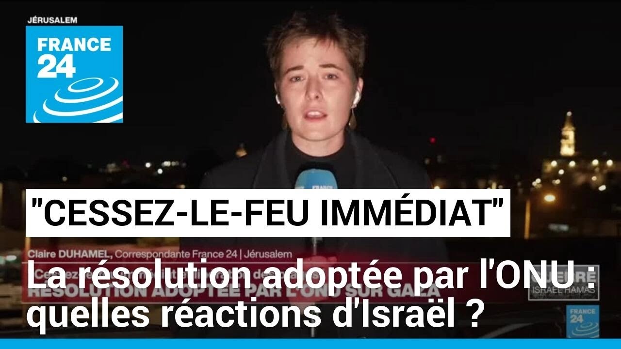 "Cessez-le feu immédiat" adopté par l'ONU : quelles réactions d'Israël ? • FRANCE 24