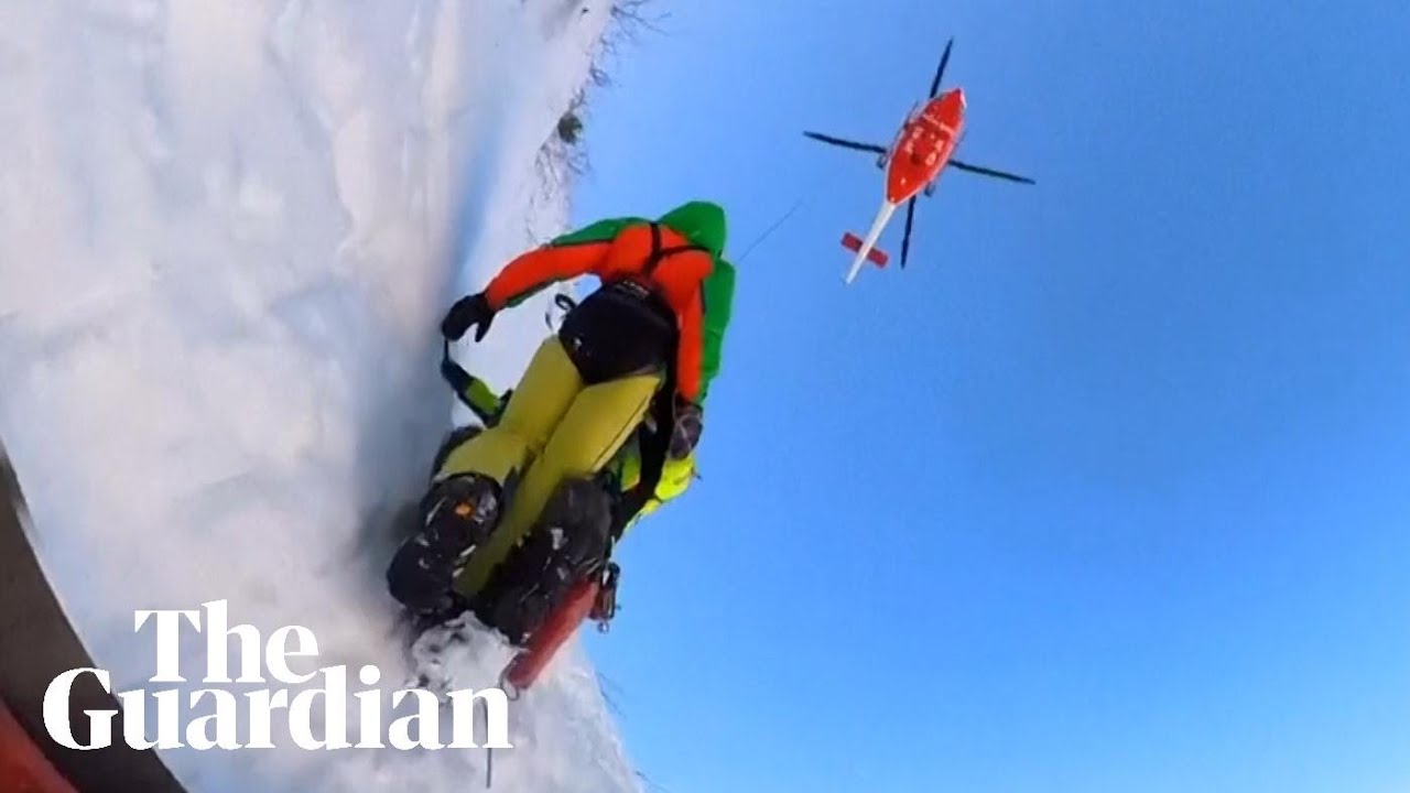 Mountaineers stranded on icy gully in Italian Alps rescued by helicopter