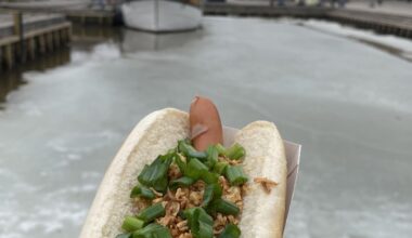 Reindeer hot dog in Helsinki