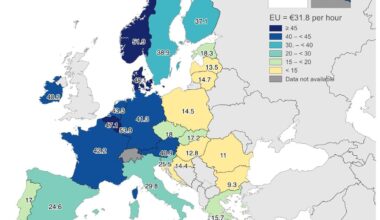 Costes laborales por hora en Europa en 2023
