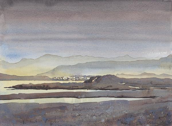 Landscape- can't remember where I shot this photo (in moving vehicle). Watercolor landscape