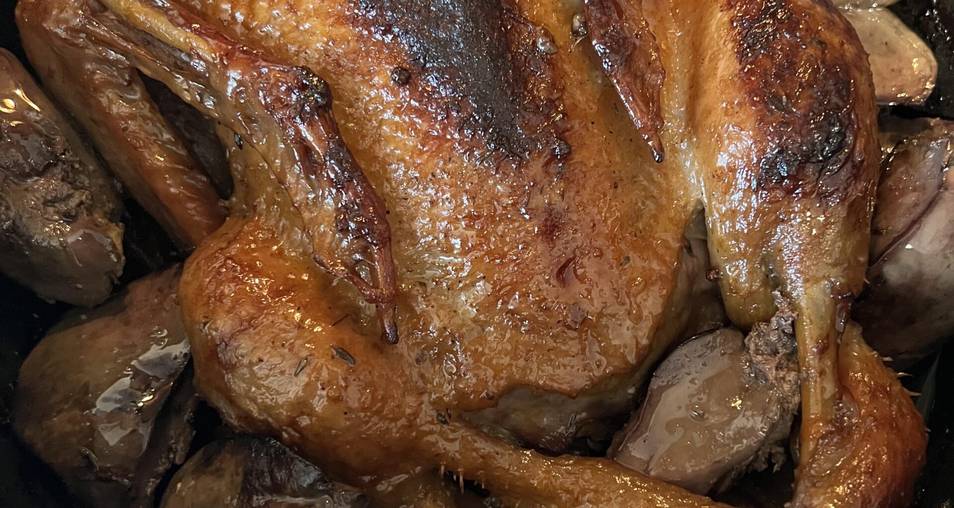 Roasted duck in duck fat, with slow coocked fried turkey livers.