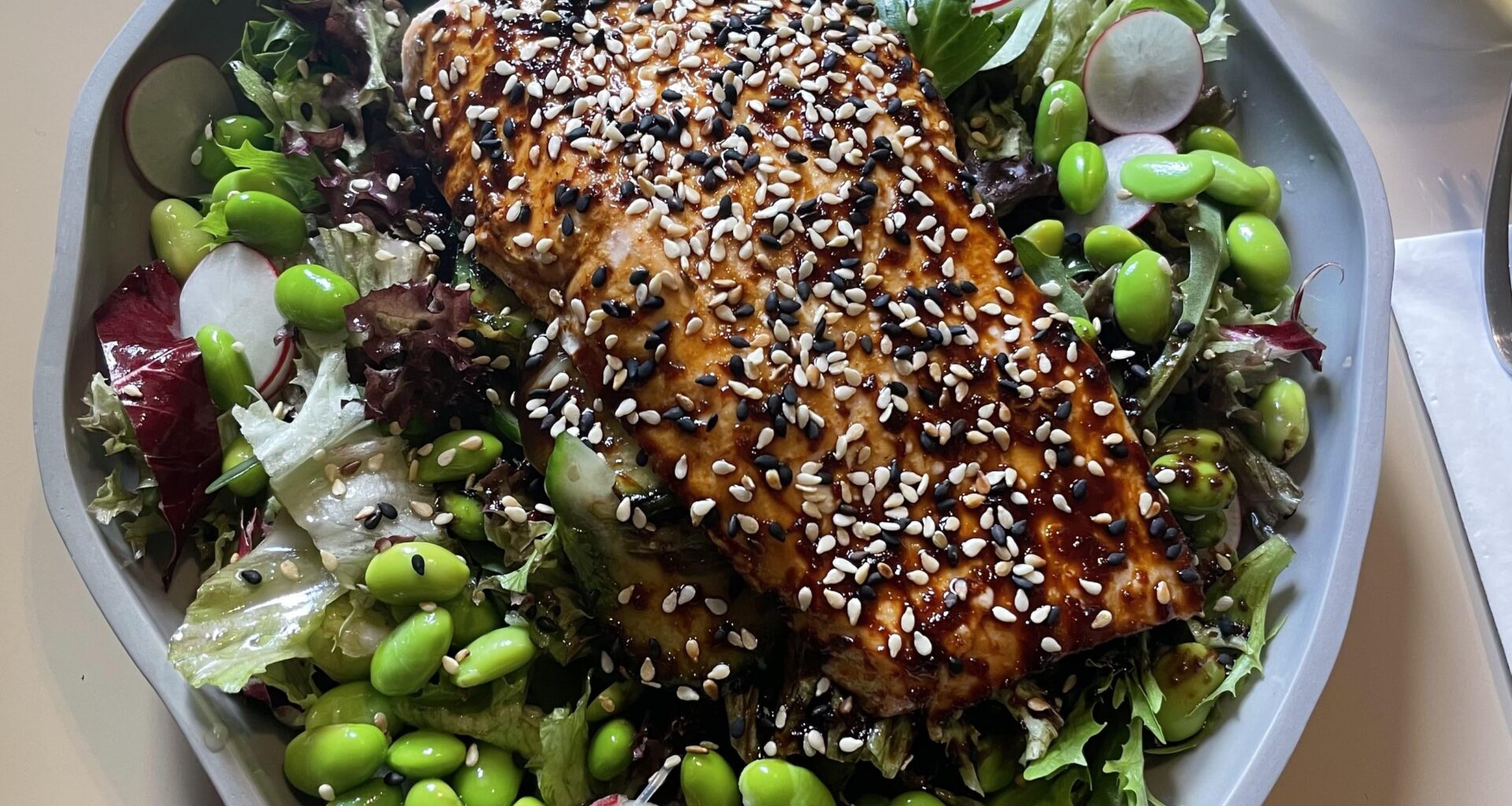 Sesame Salmon on Salad