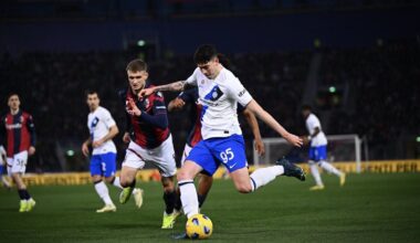 [Inter Xtra] Alessandro Bastoni vs. Bologna: 90 minutes, 1 assist, 92 touches, 89% passing accuracy, 9 passes into final third, 2/2 tackles won, 5 defensive actions, 4 recoveries, 3 times fouled, 7/8 total duels won.