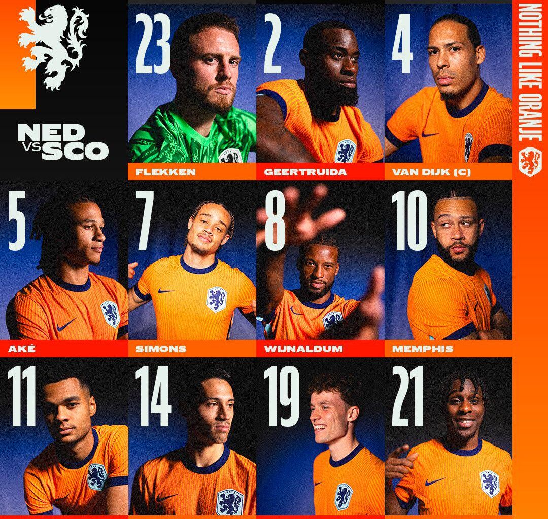 Oranje's starting XI for the friendly against Scotland