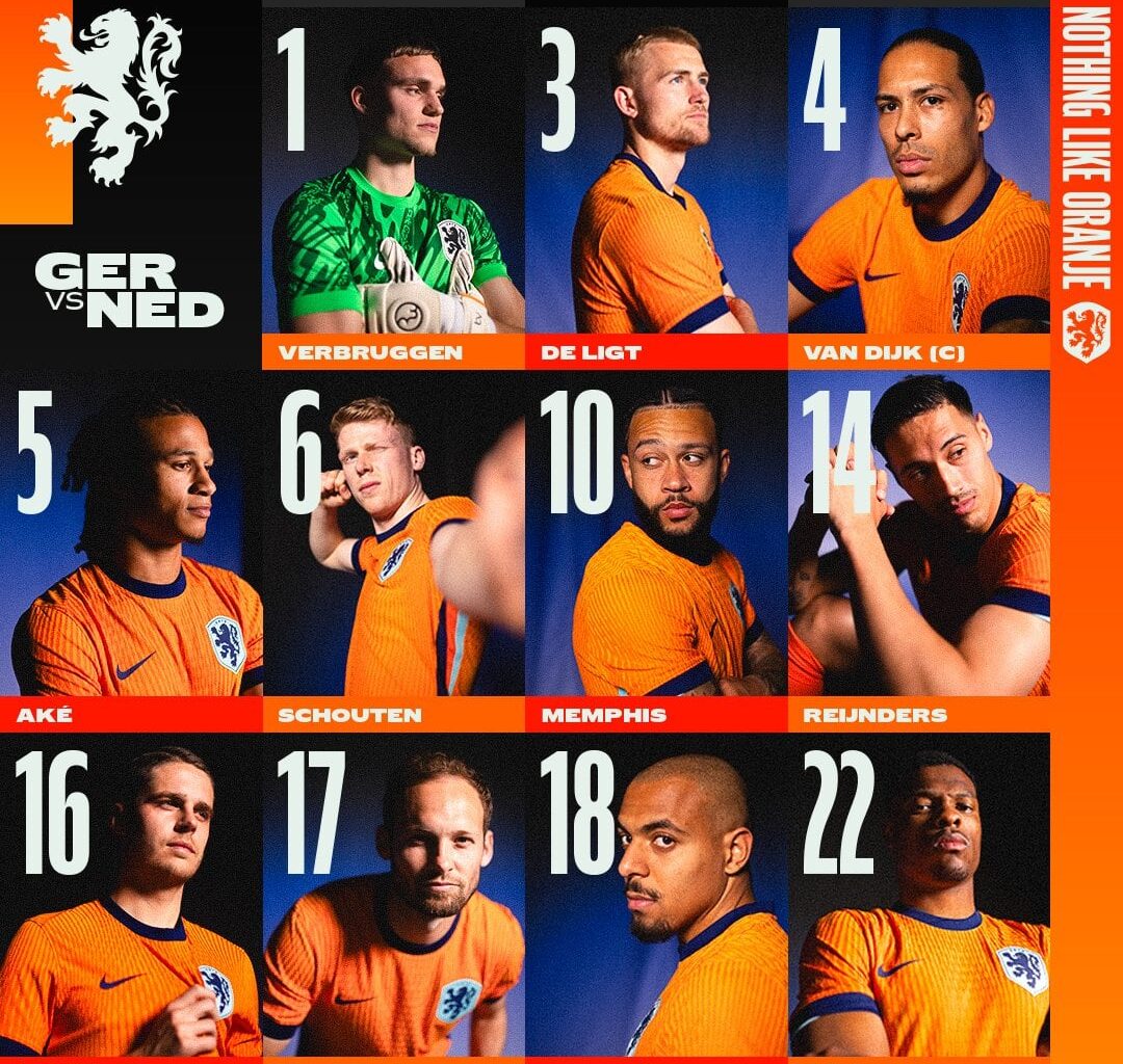 Netherlands starting XI for today's friendly match against Germany