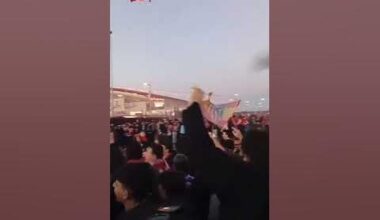 Atletico Madrid fans chanting "Ale, Ale, Ale. Vinicius Chimpancé" outside of the Metropolitano before their Champions League match against Inter.