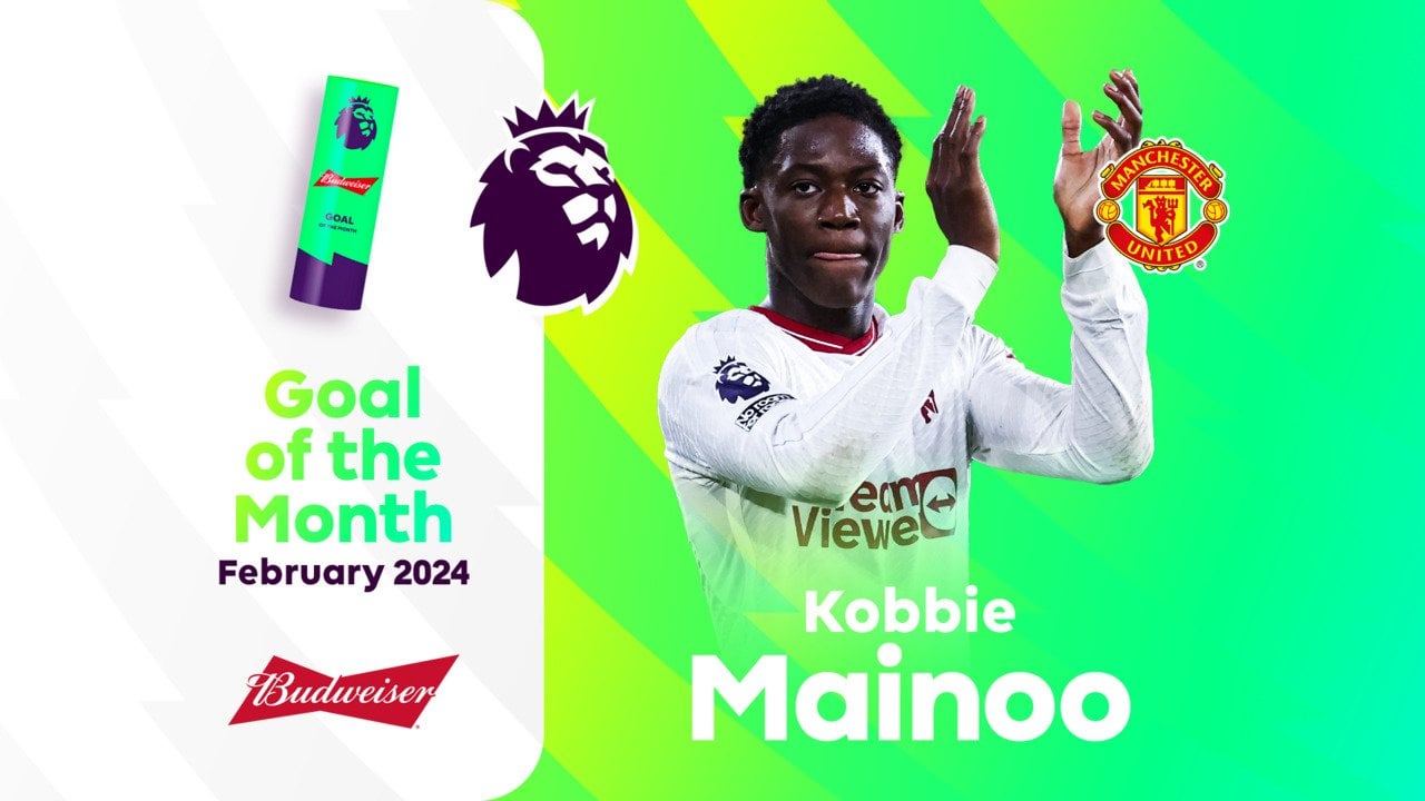 Mainoo's late stunner wins Budweiser Goal of the Month award