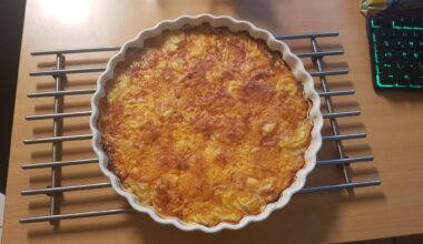 potato gratin, with lots of garlic and cheese on top