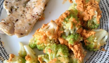 Chicken and romanesco with romesco sauce
