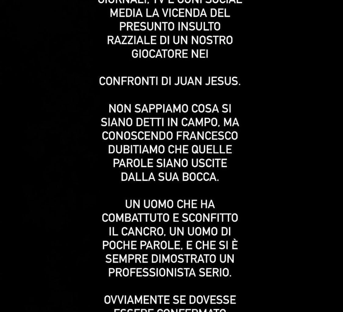 Curva Nord statement on Francesco Acerbi:  “Curva Nord stands with Francesco Acerbi