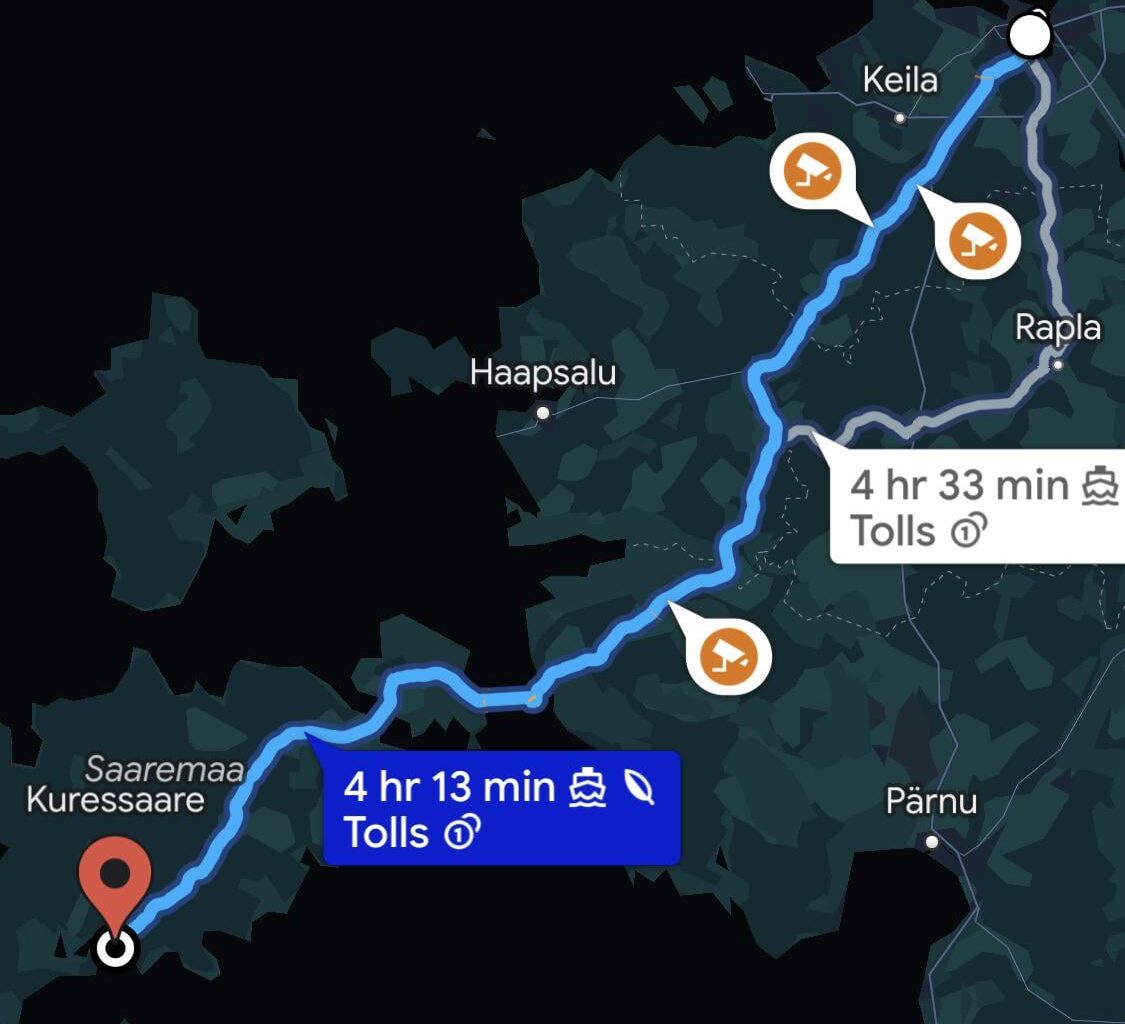 Places to sleep between Tallinn and Kuressare
