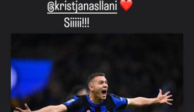Hakan congratulating Asllani on Instagram 🖤💙