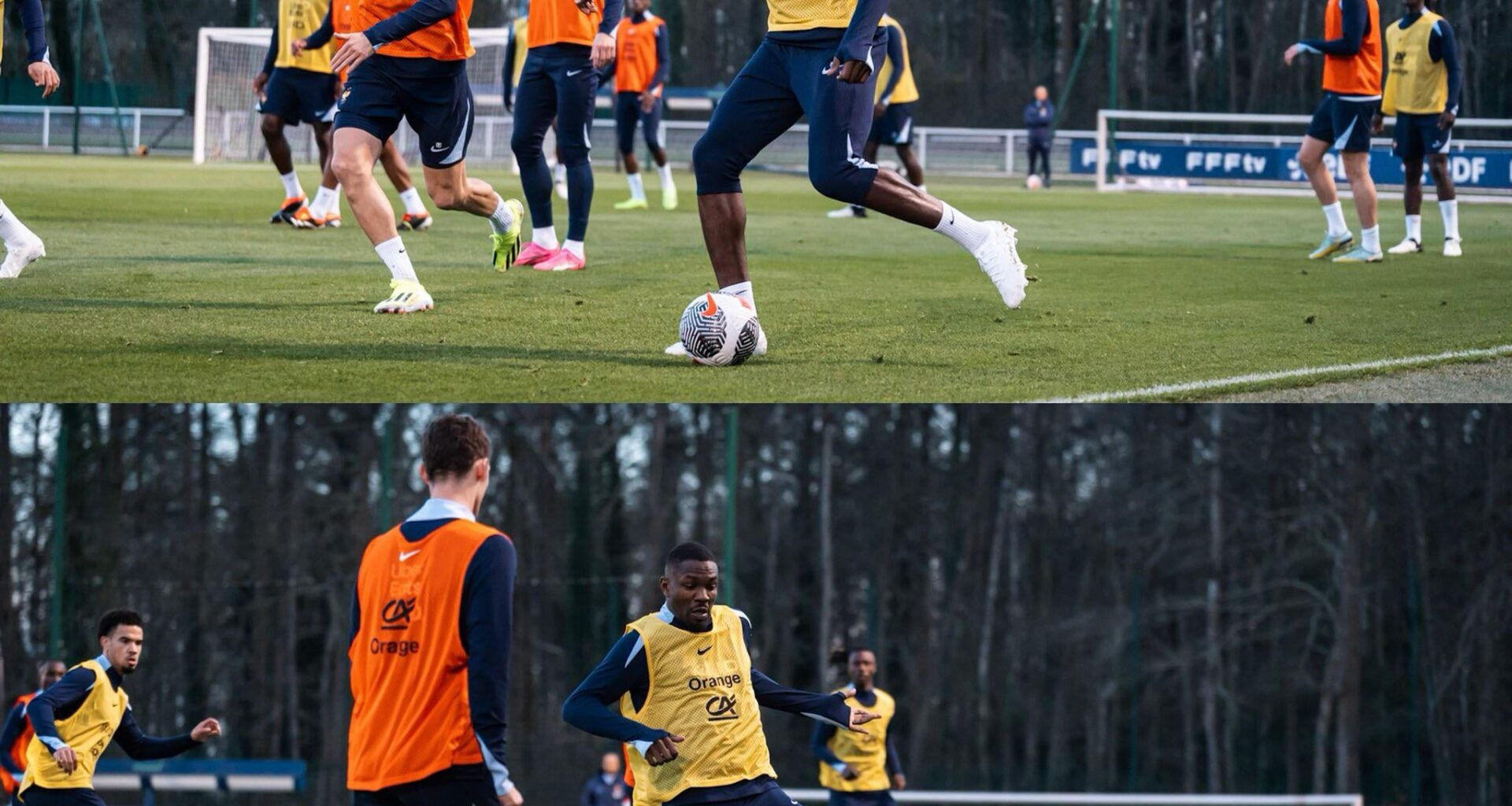Marcus Thuram and Benjamin Pavard in training with France 🇫🇷⚫️🔵