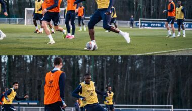 Marcus Thuram and Benjamin Pavard in training with France 🇫🇷⚫️🔵