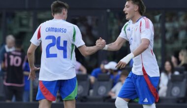 Cambiaso with an assist during his senior Azzurri debut yesterday