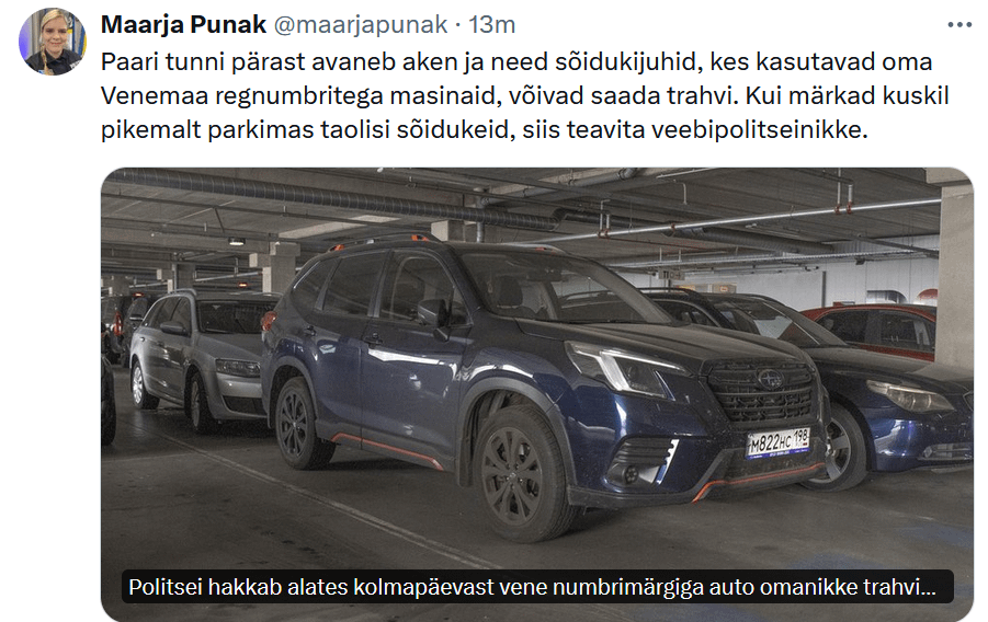 Meeldetuletus. Täitke kodanikukohustust - teavitage politseid vere numbrimärgiga autodest.