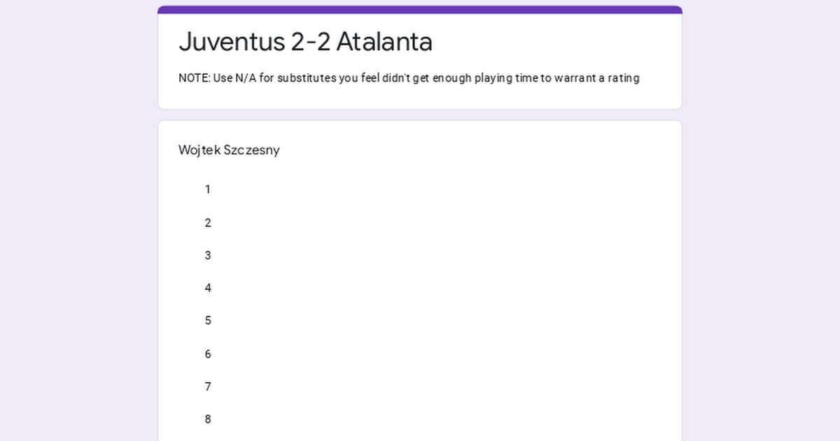 Juventus - Atalanta Ratings